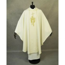 Ornat gotycki ecru, haftowany IHS (124K)