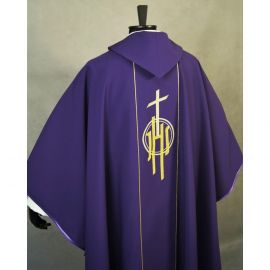 Ornat gotycki fioletowy, haftowany IHS (125K)