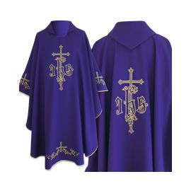 Ornat gotycki fioletowy, haftowany, materiał strecz (155K)