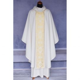 Ornat gotycki biały, pas tkany, materiał strecz (165K)