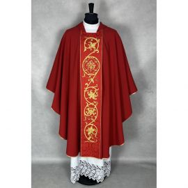 Ornat gotycki czerwony, haftowany, materiał strecz (174K)