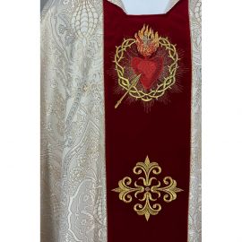 Ornat gotycki brokatowa rozeta, haftowany, pas aksamit (187K)