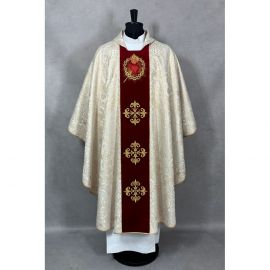 Ornat gotycki brokatowa rozeta, haftowany, pas aksamit (187K)