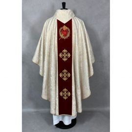 Ornat gotycki brokatowa rozeta, haftowany, pas aksamit (187K)