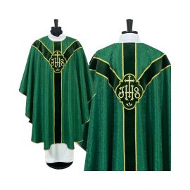 Ornat semi gotycki, kolor zielony, pasy aksamit (95K)