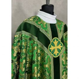 Ornat semi gotycki zielony, tkanina żakard (113K)