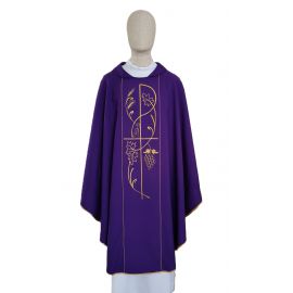 Ornat haftowany P + winogrona - kolory liturgiczne (1T)