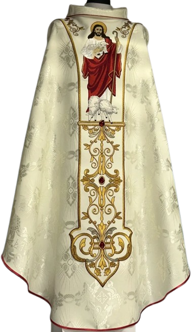 Ornat wielkanocny Dobry Pasterz - rozeta ecru (T7) - Ornaty wielkanocne