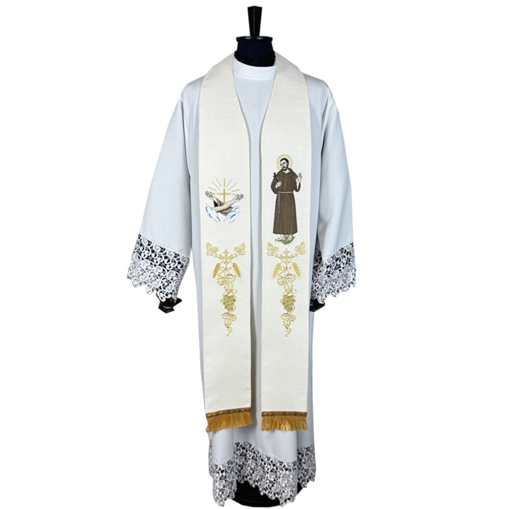 Stuła kapłańska haftowana - Święty Franciszek