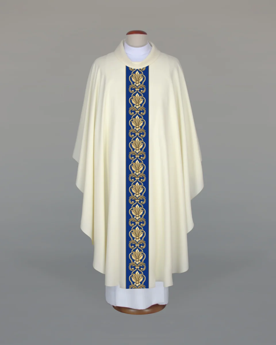 Ornat maryjny, pas nadruk na tkaninie- ecru