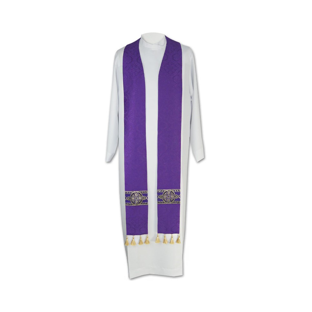Stuła kapłańska z chwostami, żakard (kolory liturgiczne)
