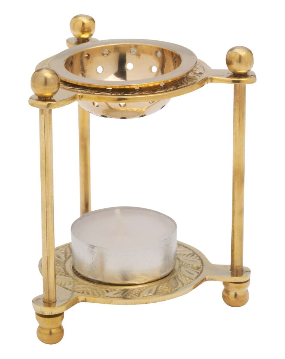 Kadzielnica na tealight z mosiądzu pozłacanego, złota, 10 cm