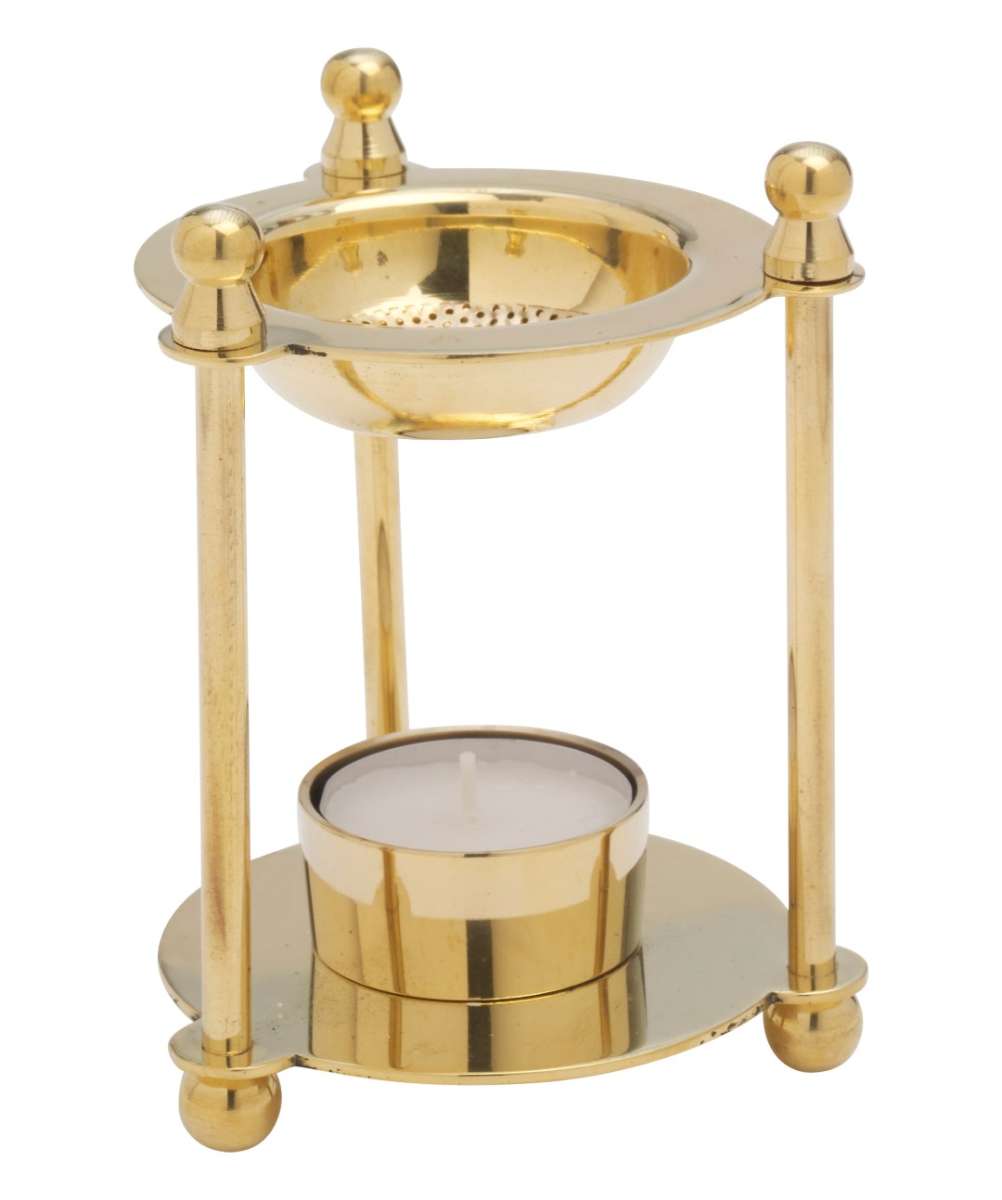 Kadzielnica na tealight z mosiądzu, złota, 12 cm