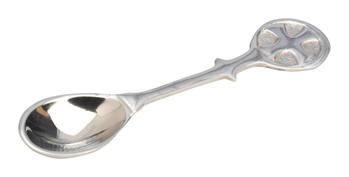 Łyżeczka do kadzidła z mosiądzu niklowanego, srebrna, 10 cm