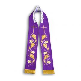 Stuła kapłańska haftowana - fioletowa (31)