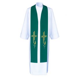 Stuła kapłańska krzyż i kłosy - haftowana (5)
