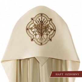 Welon liturgiczny IHS haftowany, ecru satyna (16)