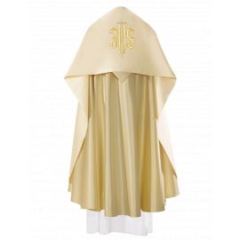 Welon liturgiczny IHS haftowany, ecru satyna (17)