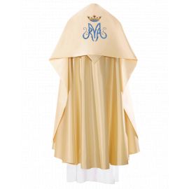 Welon liturgiczny Maryjny haftowany, ecru satyna (19)