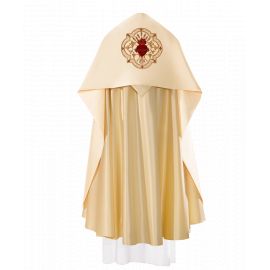 Welon liturgiczny Serce Pana Jezusa haftowany, ecru satyna (21)