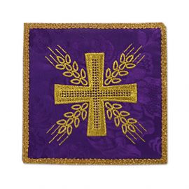 Palka haftowana fioletowa - Krzyż i kłosy