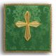Palka haftowana zielona - złoty krzyż