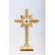 Krzyż stojący nowoczesny, mosiężny, pozłacany - 25 cm