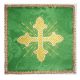 Palka haftowana zielona - złoty krzyż + promienie