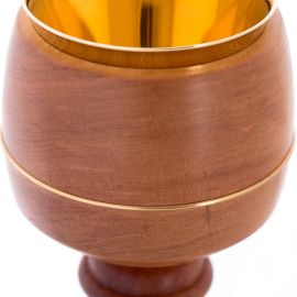 Kielich drewniany 22 cm — detal czaszy i nodusa