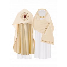 Welon liturgiczny Serce Pana Jezusa haftowany, ecru satyna (21)