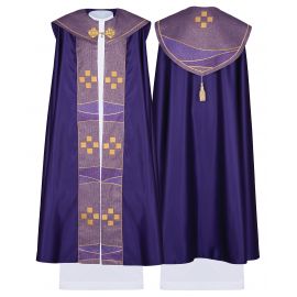 Kapa liturgiczna satynowa krzyż - fiolet (42)