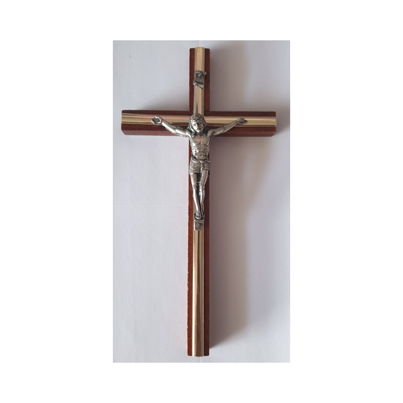 Krzyż drewniany na ścianę - 10 cm x 20 cm, ciemny brąz (1)