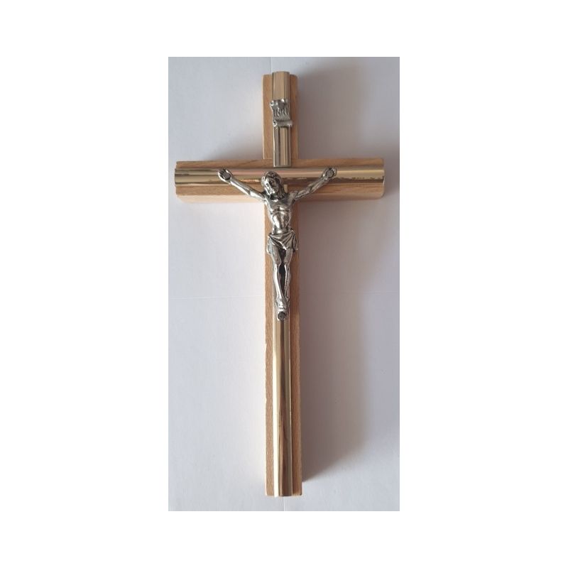 Krzyż drewniany na ścianę - 10 cm x 20 cm, jasny brąz (2)