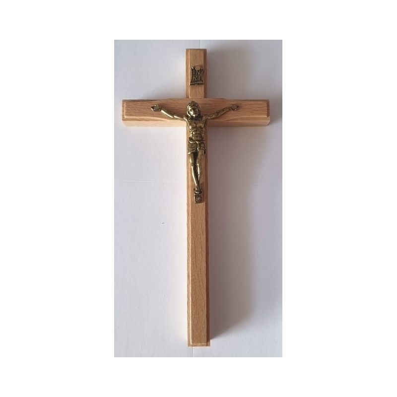 Krzyż drewniany na ścianę - 8 cm x 16 cm, jasny brąz (7)