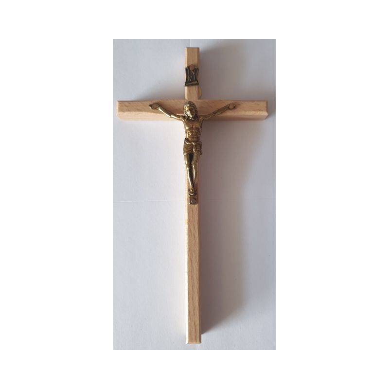 Krzyż drewniany na ścianę - 8 cm x 15,5 cm, jasny brąz (8)
