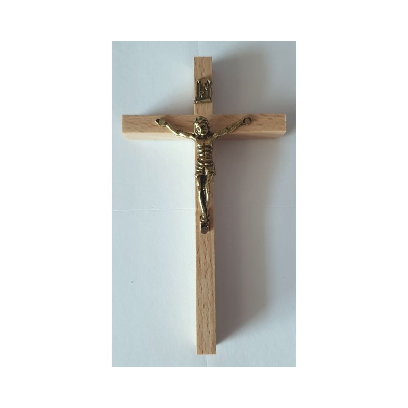 Krzyż drewniany na ścianę - 7 cm x 12,5 cm, jasny brąz (9)