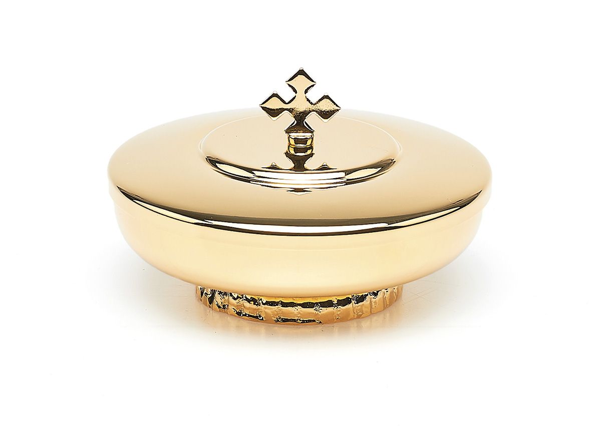 Puszka mosiężna, średnica  10 cm - nodus dekorowany