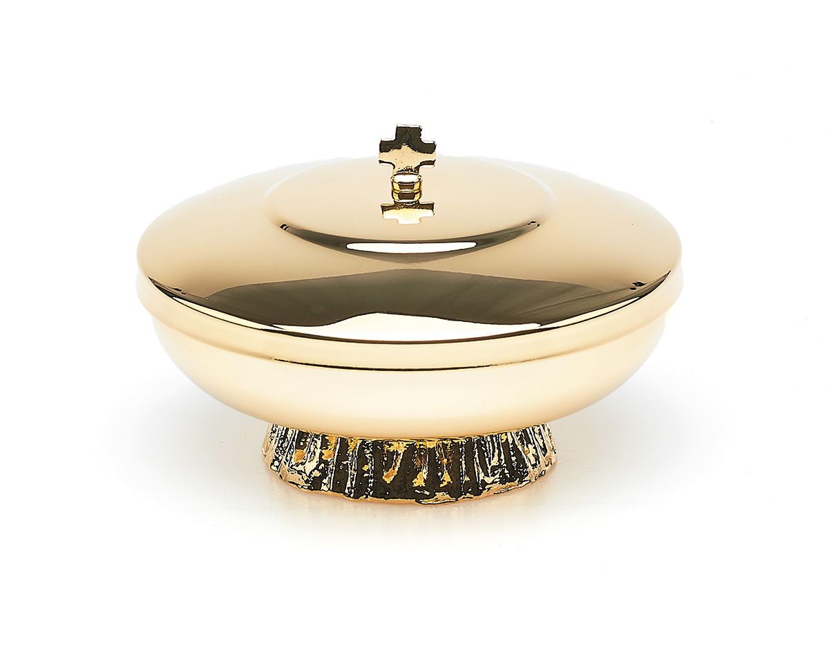 Puszka mosiężna, średnica  12 cm - nodus dekorowany