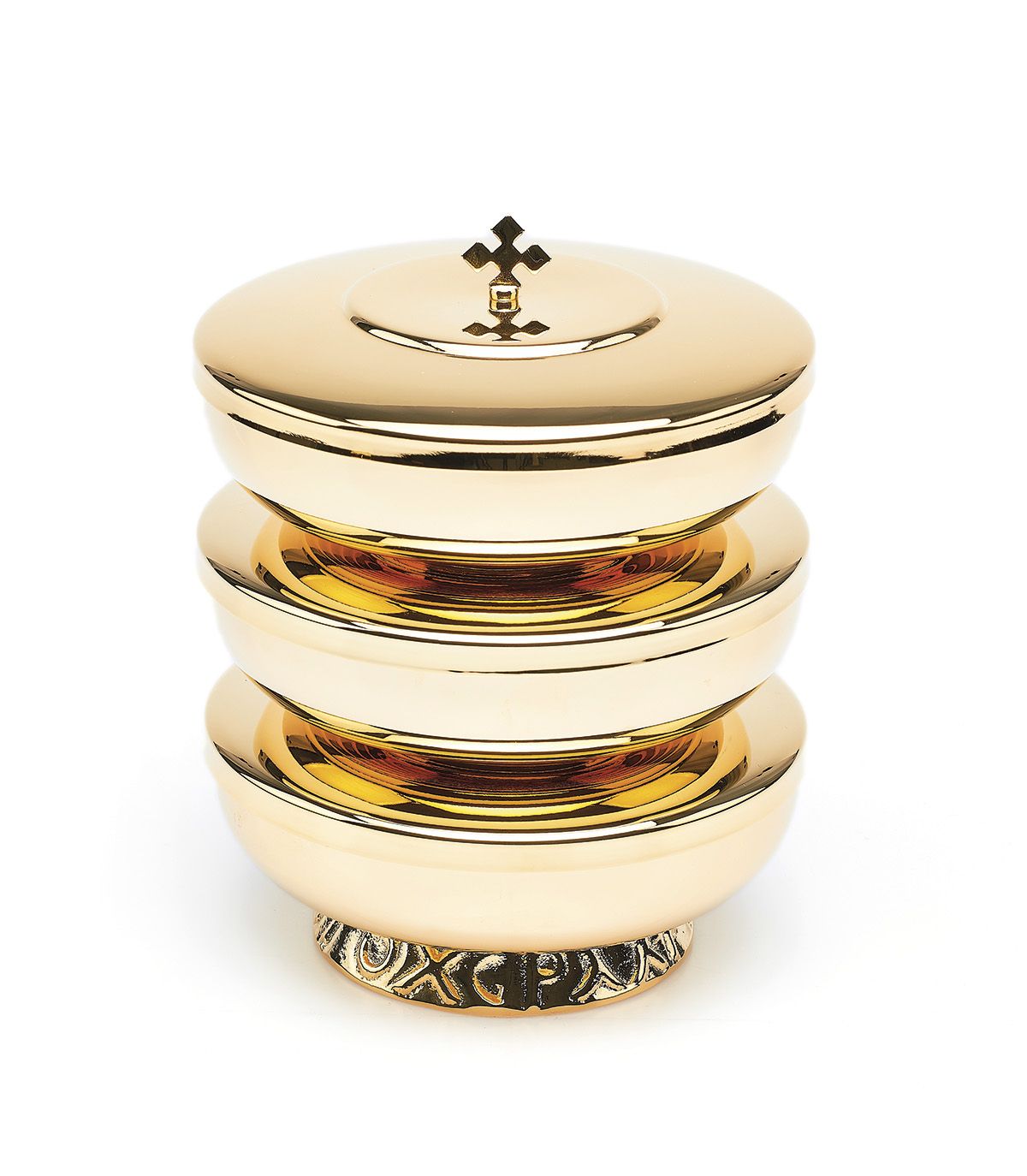 Puszka mosiężna, piętrowa, potrójna - średnica 14 cm