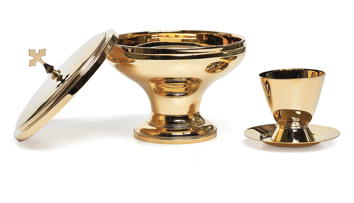 Puszka do komunii pod dwoma postaciami 15 cm (72)