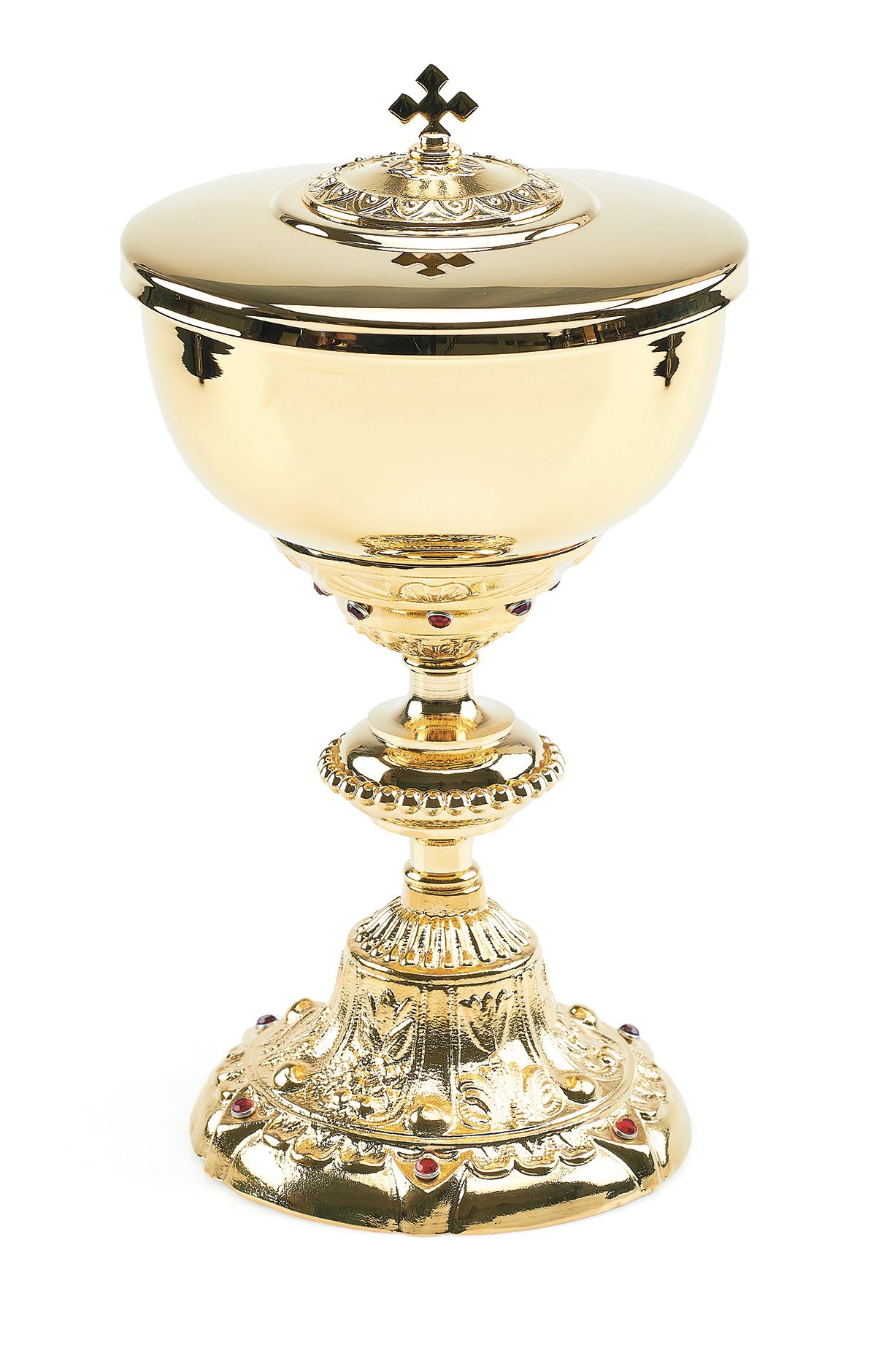 Puszka barokowa z imitacją rubinów 26 cm