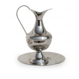 Dzbanek z misą, nikiel polerowany - 19 cm (1)