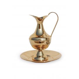 Dzbanek z misą, polerowany, złocony - 19 cm (2) - KOMPLET DO MYCIA RĄK/ KOMPLET DO LAWABO - Nowość