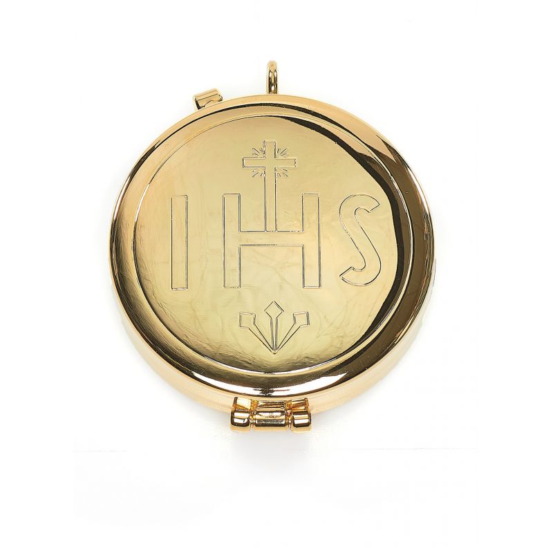Cyborium mosiężne z napisem IHS (5,4x1,8 cm) - Cyborium mosiężne z napisem IHS (5,4x1,8 cm)