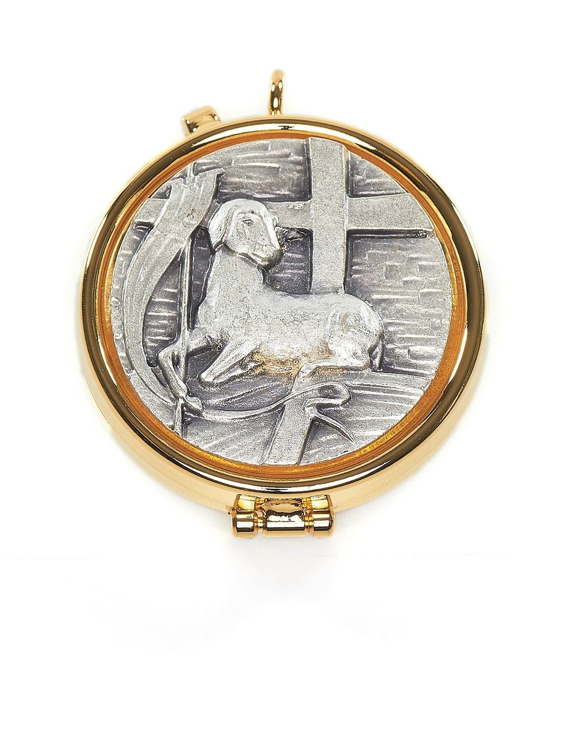 Cyborium z mosiądzu, pozłacane - Baranek paschalny (2)