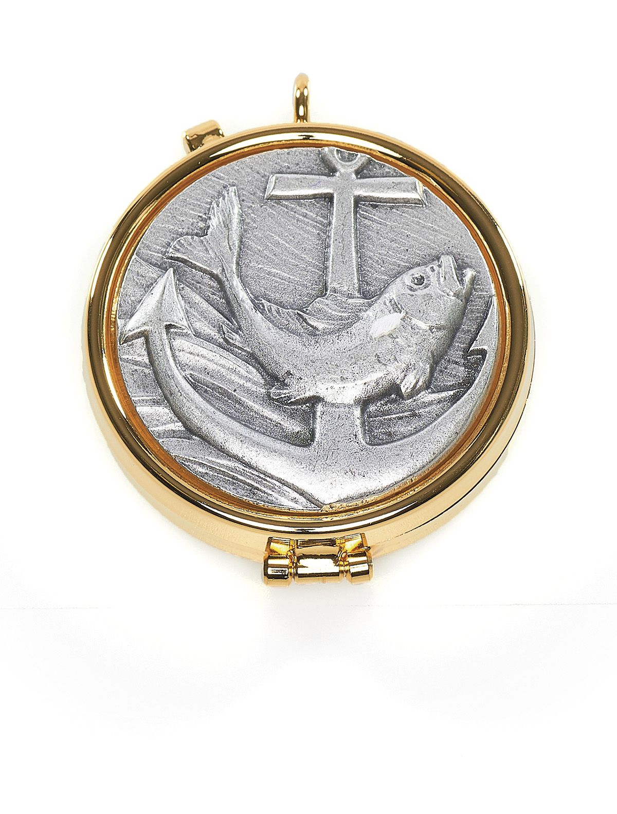 Cyborium z mosiądzu, pozłacane - Ryba