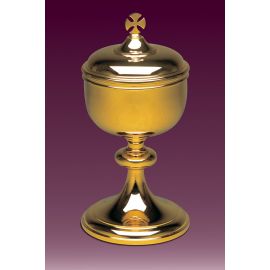 Puszka na komunikanty mosiężna, pozłacana,  h: 30 cm. - zdjęcie 1 - Puszka na komunikanty mosiężna, pozłacana,  h: 30 cm.