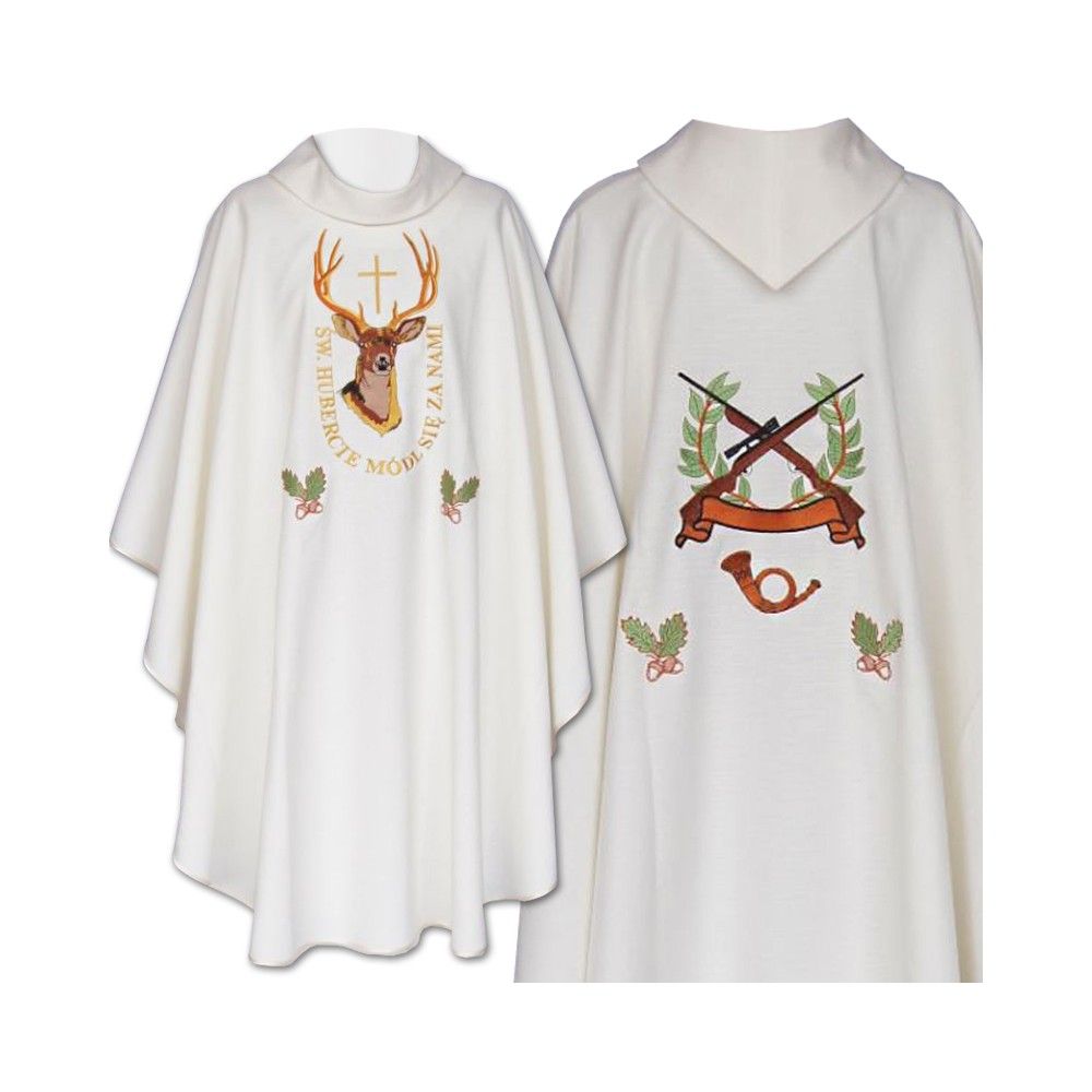 Ornat haftowany ecru Święty Hubert