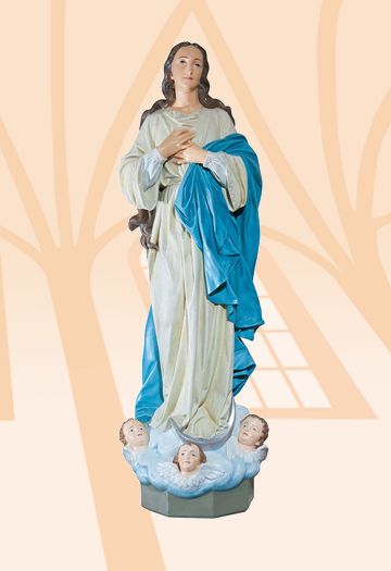 Figura Matka Boża z aniołkami kolor - 130 cm - Matka Boża z aniołkami