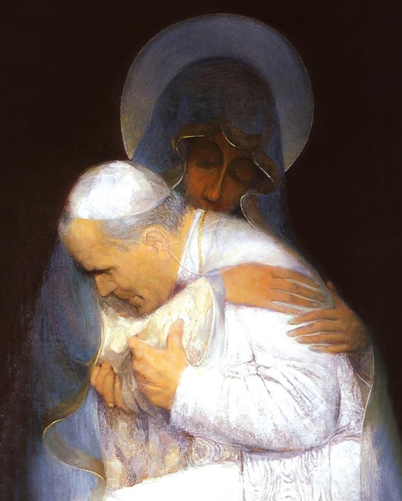 Obrazek 20x25 - Św. Jan Paweł II i Matka Boża